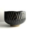 Black Shihō Chawan – Carved Oribe Style Matcha Bowl