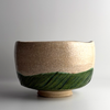 Combed Oribe Green Chawan – Crackle & Persimmon Glaze