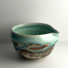Tokoname Katakuchi – Turquoise Crackle Spouted Matcha Bowl